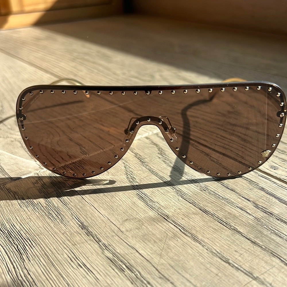 Versace Gold Studded Frameless Aviator Sunglasss